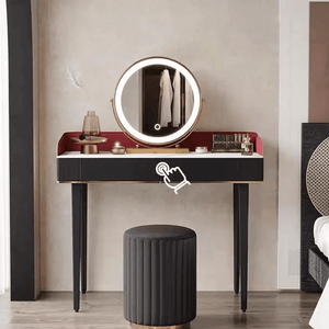 Jaxon Modern Dressing Table with Mirror, MDF Bedroom Vanity Table, Contemporary Makeup Desk with Storage Surface - Sleek Furniture