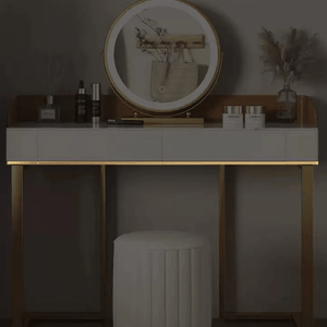 Jaxon Modern Dressing Table with Mirror, MDF Bedroom Vanity Table, Contemporary Makeup Desk with Storage Surface - Sleek Furniture
