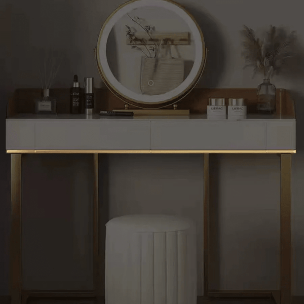 Jaxon Modern Dressing Table with Mirror, MDF Bedroom Vanity Table, Contemporary Makeup Desk with Storage Surface - Sleek Furniture