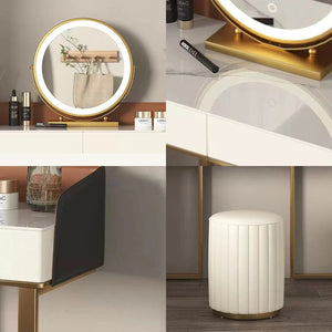 Jaxon Modern Dressing Table with Mirror, MDF Bedroom Vanity Table, Contemporary Makeup Desk with Storage Surface - Sleek Furniture