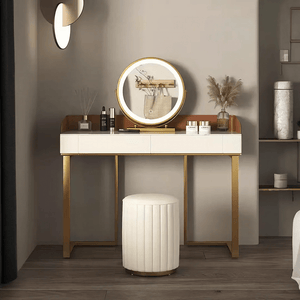 Jaxon Modern Dressing Table with Mirror, MDF Bedroom Vanity Table, Contemporary Makeup Desk with Storage Surface - Sleek Furniture