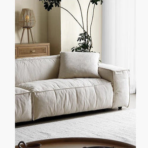Jerome 3 Seater Modular Sofa in Cotton Linen Fabric – Contemporary Modern Upholstered Living Room Couch, Off White - Sleek Furniture