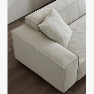 Jerome 3 Seater Modular Sofa in Cotton Linen Fabric – Contemporary Modern Upholstered Living Room Couch, Off White - Sleek Furniture