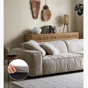 Jerome 4 Seater Modular Sofa in Cotton Linen Fabric – Contemporary Modern Upholstered Living Room Couch, Off White - Sleek Furniture