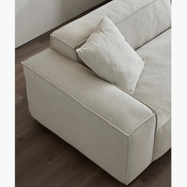 Jerome 4 Seater Modular Sofa in Cotton Linen Fabric – Contemporary Modern Upholstered Living Room Couch, Off White - Sleek Furniture