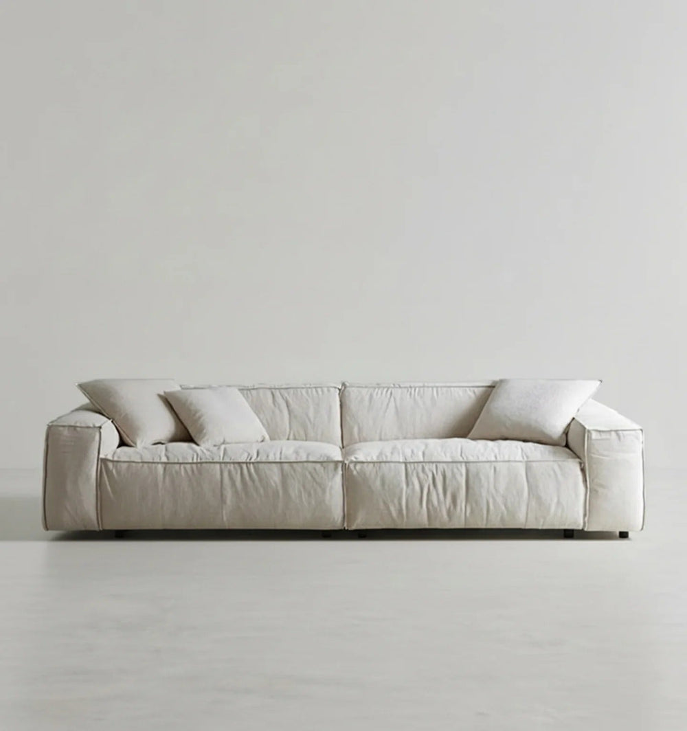 Jerome 4 Seater Modular Sofa in Cotton Linen Fabric – Contemporary Modern Upholstered Living Room Couch, Off White - Sleek Furniture