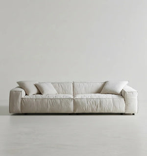 Jerome 4 Seater Modular Sofa in Cotton Linen Fabric – Contemporary Modern Upholstered Living Room Couch, Off White - Sleek Furniture