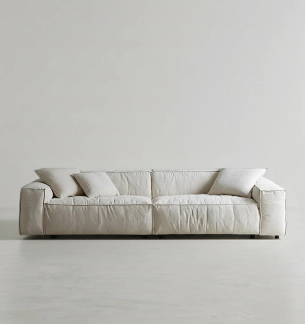 Jerome 4 Seater Modular Sofa in Cotton Linen Fabric – Contemporary Modern Upholstered Living Room Couch, Off White - Sleek Furniture