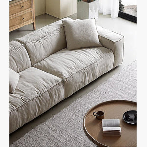 Jerome 4 Seater Modular Sofa in Cotton Linen Fabric – Contemporary Modern Upholstered Living Room Couch, Off White - Sleek Furniture