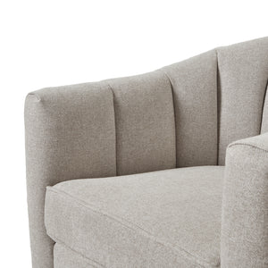 Lily Swivel Chair in Oatmeal Twill – Modern Fabric & Wood Accent Chair - My Store