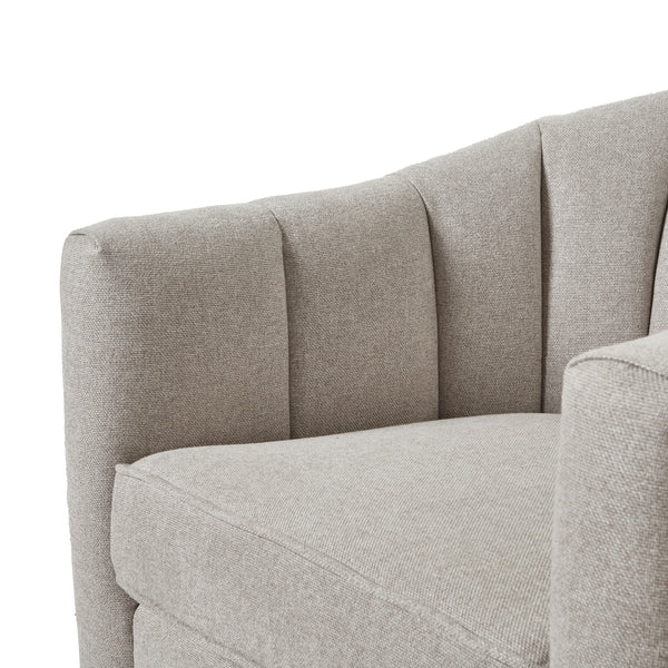 Lily Swivel Chair in Oatmeal Twill – Modern Fabric & Wood Accent Chair - My Store