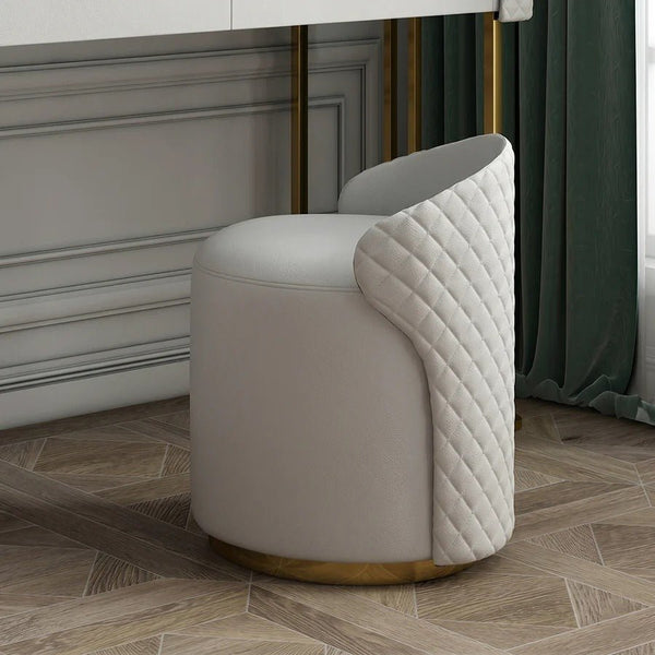 Joshua Dressing Table, Creamy White – Modern MDF, Sintered Stone & Painted Steel Vanity Table with Sleek Contemporary Design - Sleek Furniture