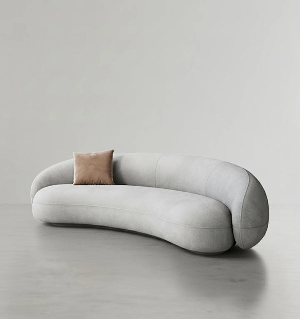 Julep Modern Curved Four Seater Velvet Sofa 220 cm – Contemporary Sculptural Design, Plush High-Density Foam Seating, Elegant Living Room Statement Sofa - Sleek Furniture