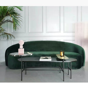 Julep Modern Curved Four Seater Velvet Sofa 220 cm – Contemporary Sculptural Design, Plush High-Density Foam Seating, Elegant Living Room Statement Sofa - Sleek Furniture