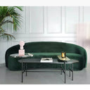 Julep Modern Curved Three Seater Sofa | Luxury Velvet Upholstered Couch with High-Density Sponge Cushioning | Contemporary Living Room Sofa (Green, Pink, White) - Sleek Furniture