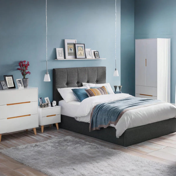 Julian Bowen Alicia 2 Door Combination Wardrobe with 2 Drawers – Matt White & Oak Finish - Sleek Furniture