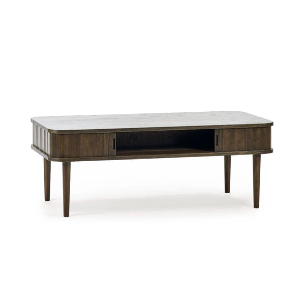Julian Bowen Arya Coffee Table with Sliding Doors, Dark Oak Finish - Sleek Furniture