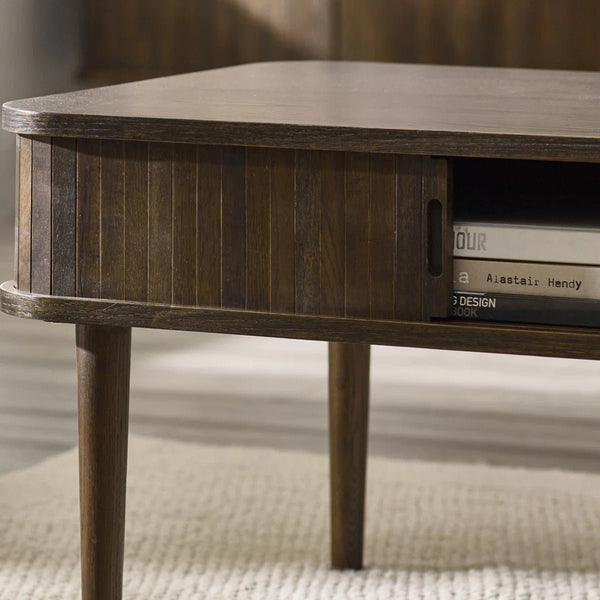 Julian Bowen Arya Coffee Table with Sliding Doors, Dark Oak Finish - Sleek Furniture