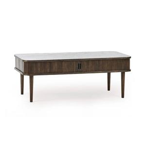 Julian Bowen Arya Coffee Table with Sliding Doors, Dark Oak Finish - Sleek Furniture