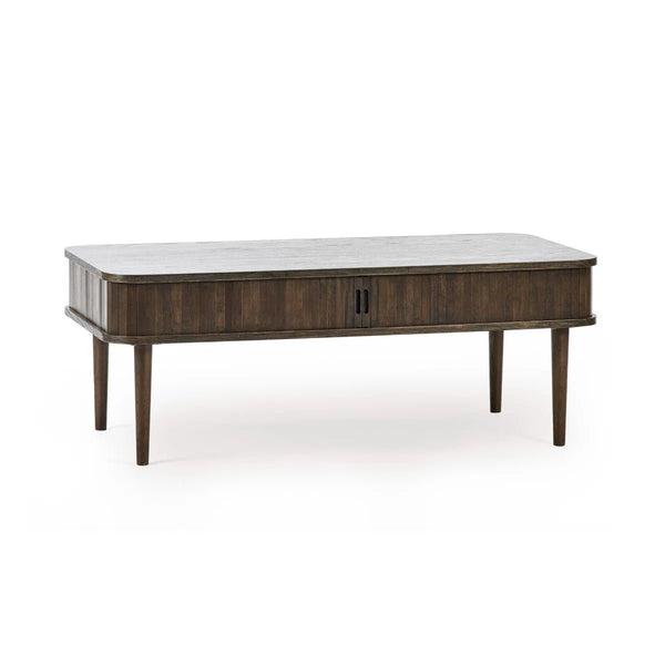 Julian Bowen Arya Coffee Table with Sliding Doors, Dark Oak Finish - Sleek Furniture