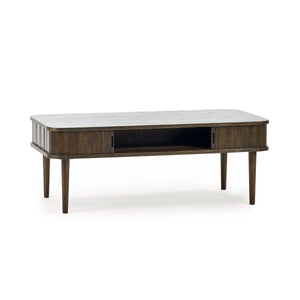 Julian Bowen Arya Coffee Table with Sliding Doors, Dark Oak Finish - Sleek Furniture