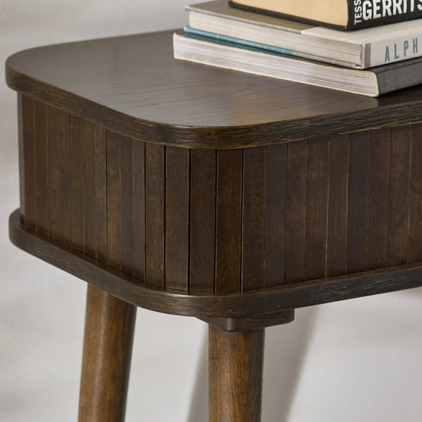 Julian Bowen Arya Console Table with Tambour Door, Dark Oak Finish 120cm - Sleek Furniture