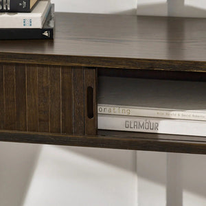 Julian Bowen Arya Console Table with Tambour Door, Dark Oak Finish 120cm - Sleek Furniture