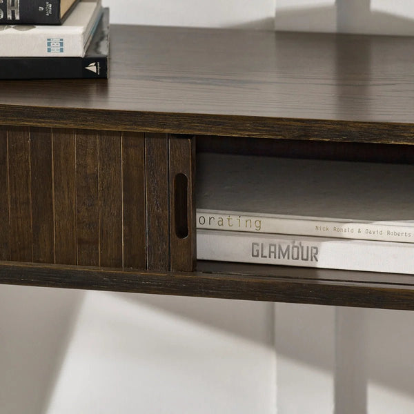 Julian Bowen Arya Console Table with Tambour Door, Dark Oak Finish 120cm - Sleek Furniture