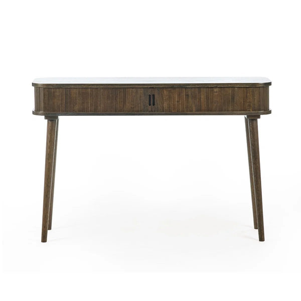 Julian Bowen Arya Console Table with Tambour Door, Dark Oak Finish 120cm - Sleek Furniture