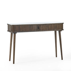 Julian Bowen Arya Console Table with Tambour Door, Dark Oak Finish 120cm - Sleek Furniture