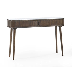 Julian Bowen Arya Console Table with Tambour Door, Dark Oak Finish 120cm - Sleek Furniture
