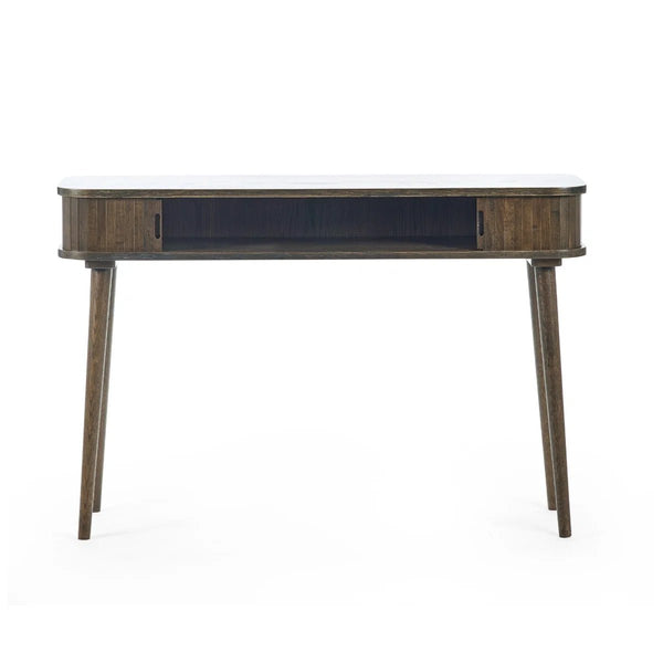 Julian Bowen Arya Console Table with Tambour Door, Dark Oak Finish 120cm - Sleek Furniture