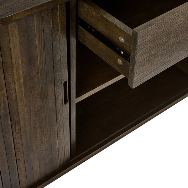 Julian Bowen Arya Dark Oak Effect Sideboard with Tambour Doors & Drawers - Sleek Furniture