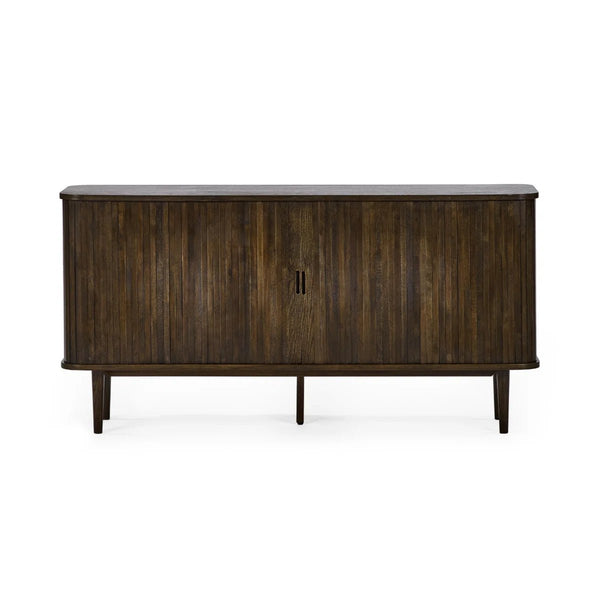 Julian Bowen Arya Dark Oak Effect Sideboard with Tambour Doors & Drawers - Sleek Furniture