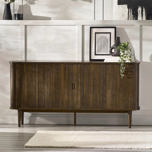 Julian Bowen Arya Dark Oak Effect Sideboard with Tambour Doors & Drawers - Sleek Furniture