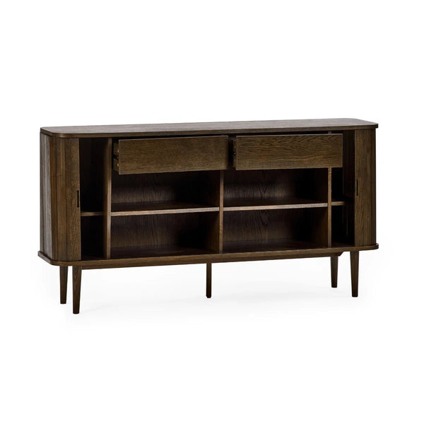 Julian Bowen Arya Dark Oak Effect Sideboard with Tambour Doors & Drawers - Sleek Furniture