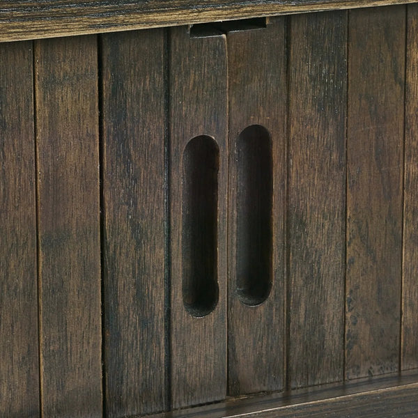 Julian Bowen Arya Dark Oak Side Table with Tambour Storage Doors - Sleek Furniture