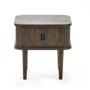 Julian Bowen Arya Dark Oak Side Table with Tambour Storage Doors - Sleek Furniture