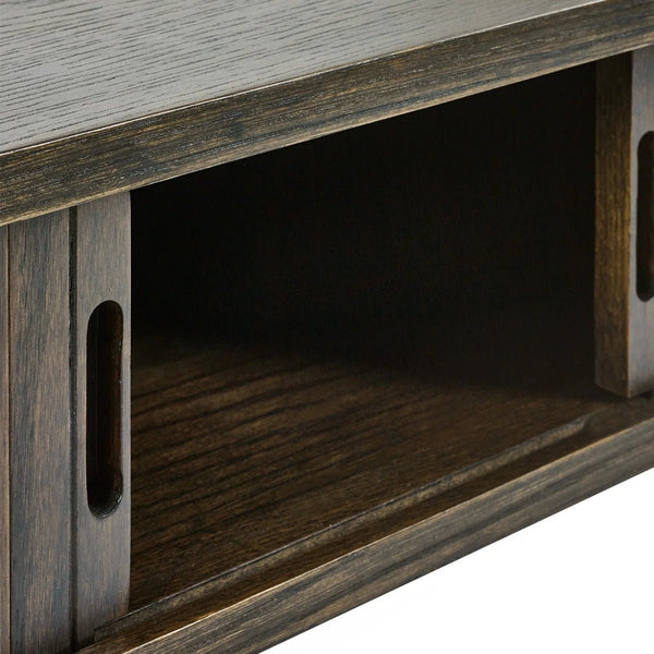 Julian Bowen Arya Dark Oak Side Table with Tambour Storage Doors - Sleek Furniture