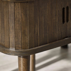 Julian Bowen Arya Dark Oak Side Table with Tambour Storage Doors - Sleek Furniture