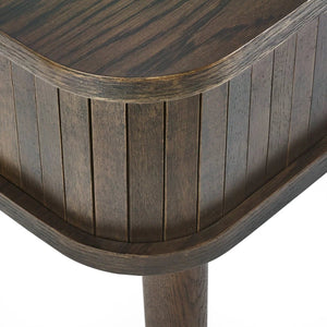 Julian Bowen Arya Dark Oak Side Table with Tambour Storage Doors - Sleek Furniture