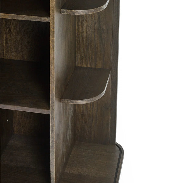Julian Bowen Arya Media Unit with Sliding Tambour Doors, Dark Oak Effect TV Stand with Shelves, Modern Entertainment Storage Cabinet - Sleek Furniture