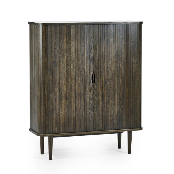 Julian Bowen Arya Wine Cabinet with Sliding Doors & Bottle Storage - Sleek Furniture