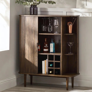 Julian Bowen Arya Wine Cabinet with Sliding Doors & Bottle Storage - Sleek Furniture