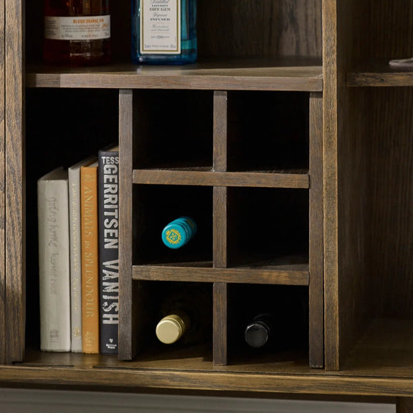 Julian Bowen Arya Wine Cabinet with Sliding Doors & Bottle Storage - Sleek Furniture