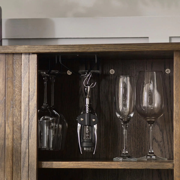 Julian Bowen Arya Wine Cabinet with Sliding Doors & Bottle Storage - Sleek Furniture