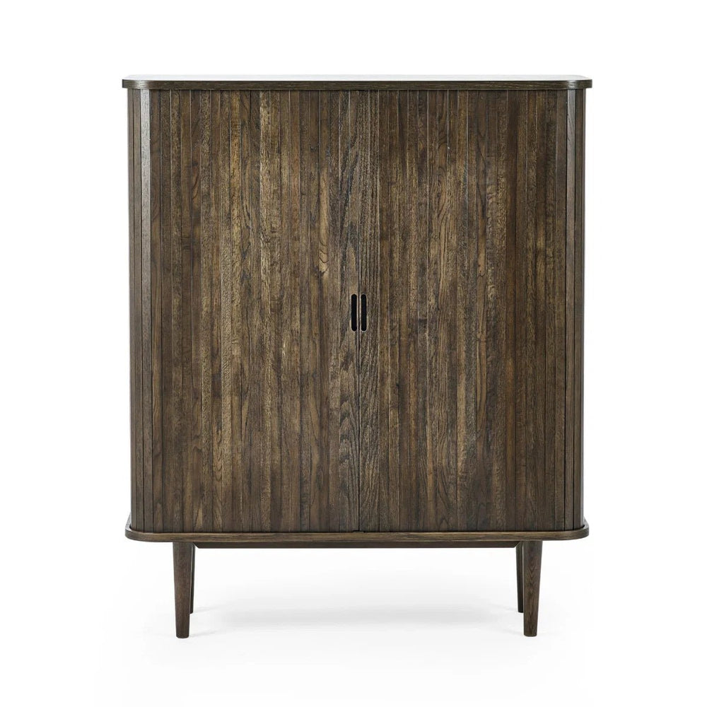 Julian Bowen Arya Wine Cabinet with Sliding Doors & Bottle Storage - Sleek Furniture
