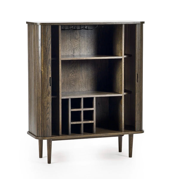 Julian Bowen Arya Wine Cabinet with Sliding Doors & Bottle Storage - Sleek Furniture
