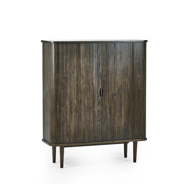 Julian Bowen Arya Wine Cabinet with Sliding Doors & Bottle Storage - Sleek Furniture