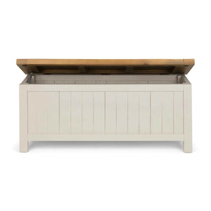 Julian Bowen Aspen Storage Bench Grey Wash Reclaimed Pine Hallway Seat - Sleek Furniture